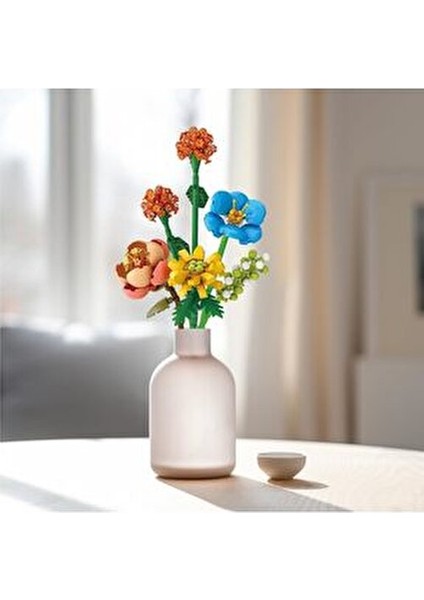 633 Parça Yapboz Renkli Çiçek Buketi Yetişkinler Için Yaratıcı Dekoratif Yapım Seti Turuncu Arajman fırsatları