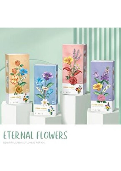 633 Parça Yapboz Renkli Çiçek Buketi Yetişkinler Için Yaratıcı Dekoratif Yapım Seti Turuncu Arajman indirimleri