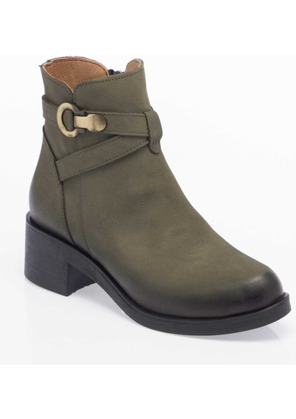 Yeşil Hakiki Nubuk Deri Kadın Casual Bot - K24K1BT67510-G98