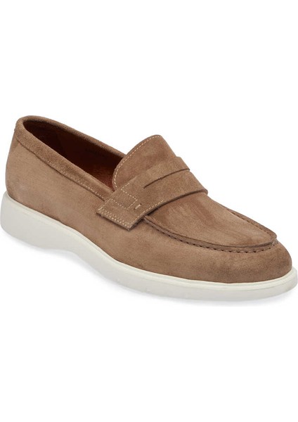 Bej Hakiki Süet Deri Erkek Loafer - E24I1AY56785-B79