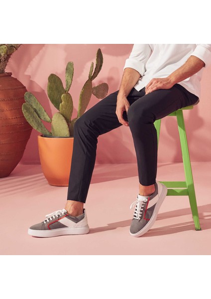 Gri Hakiki Süet Deri Erkek Sneaker - E24I1AY56817-C11