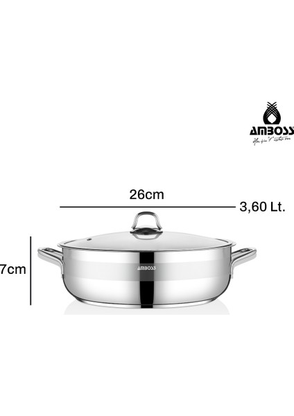 Saphire Paslanmaz Çelik 26 cm Cam Kapaklı Basık Tencere indirimleri