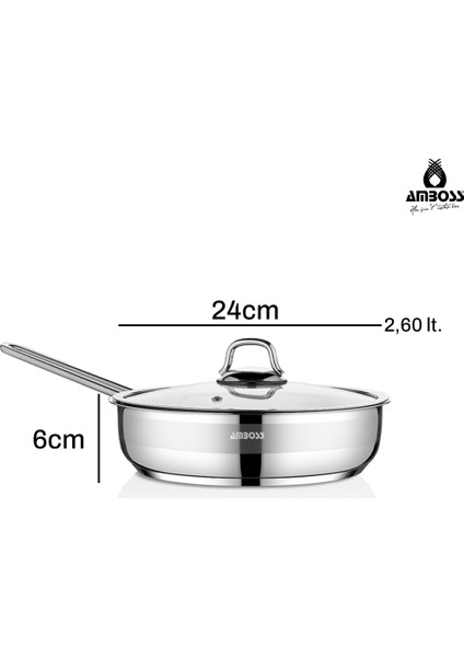 Ambos Saphire Paslanmaz Çelik 24 cm Cam Kapaklı Çelik Tava indirimleri