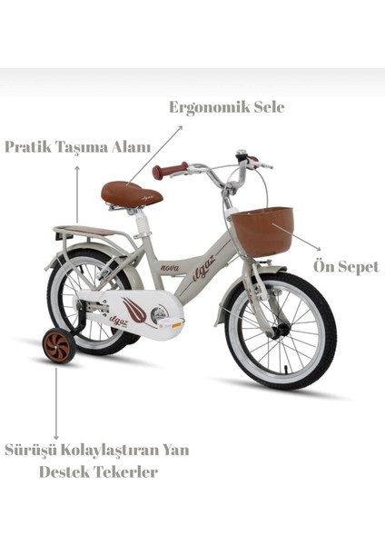 Retroline 16 Jant Çocuk Bisikleti, Yan Destek Tekerli, 4-7 Yaş Için Sepetli Şehir Bisikleti