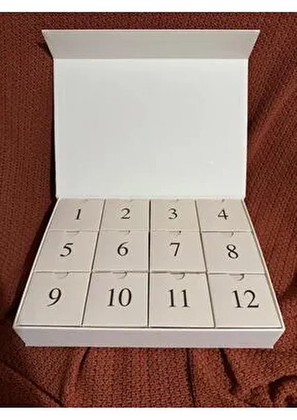 12 Li Boş Advent Calendar Kutusu Beyaz