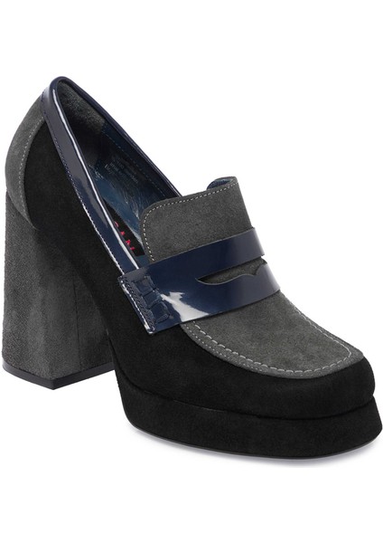 Siyah Hakiki Süet Deri Kadın Topuklu Ayakkabı - K24S1AY67539-A01