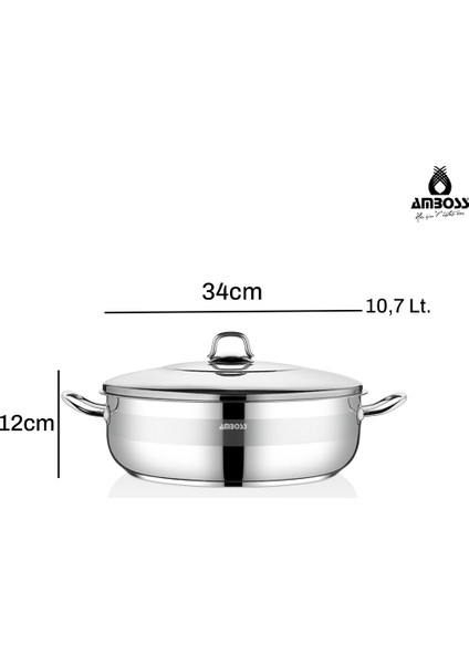 Ambos Saphire Paslanmaz Çelik 34 cm Çelik Kapaklı Basık Tencere indirimleri
