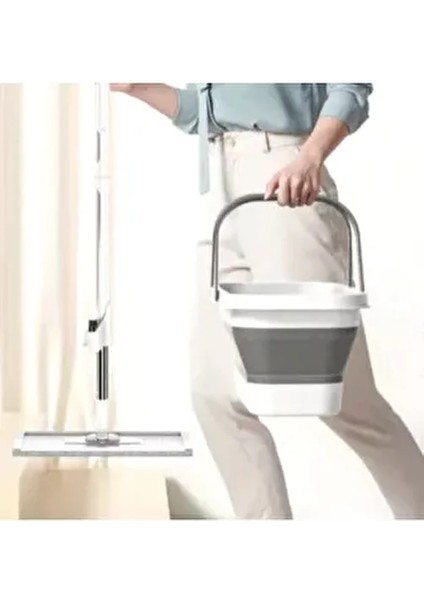 Kendinden Sıkmalı Katlanır Mop Seti Mikrofiber Yedek Bez Hediyeli