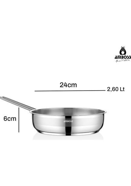 Saphire 24 cm Paslanmaz Çelik İndüksiyon Uyumlu Çelik Tava indirimleri