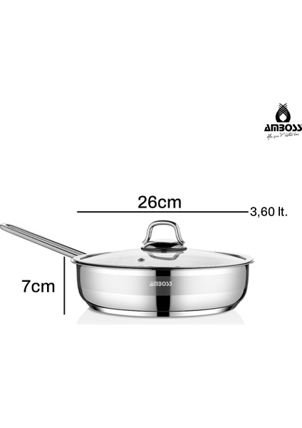 Saphire Paslanmaz Çelik 26 cm Cam Kapaklı Çelik Tava indirimleri