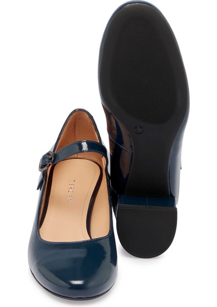 Lacivert Hakiki Rugan Deri Kadın Topuklu Ayakkabı - K24S1AY67600-C16 fırsatları