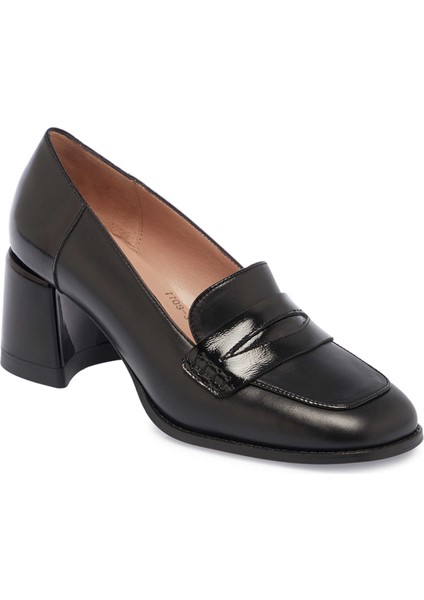 Siyah Hakiki Deri Kadın Topuklu Ayakkabı - K24S1AY67706-A23