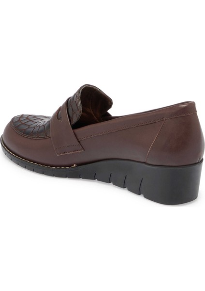 Kahve Hakiki Deri Kadın Dolgu Topuklu Ayakkabı - K24S1AY67544-A24 fiyatları