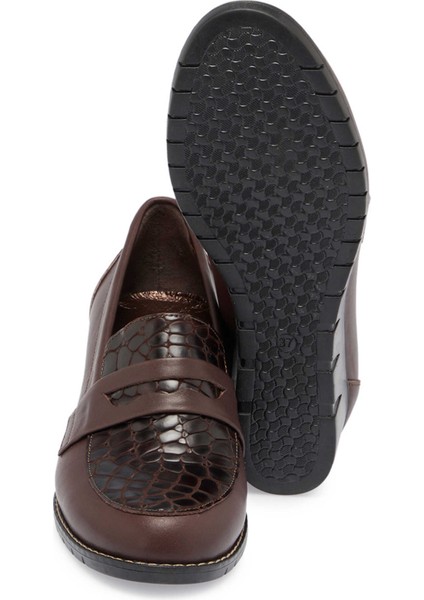 Kahve Hakiki Deri Kadın Dolgu Topuklu Ayakkabı - K24S1AY67544-A24 fırsatları