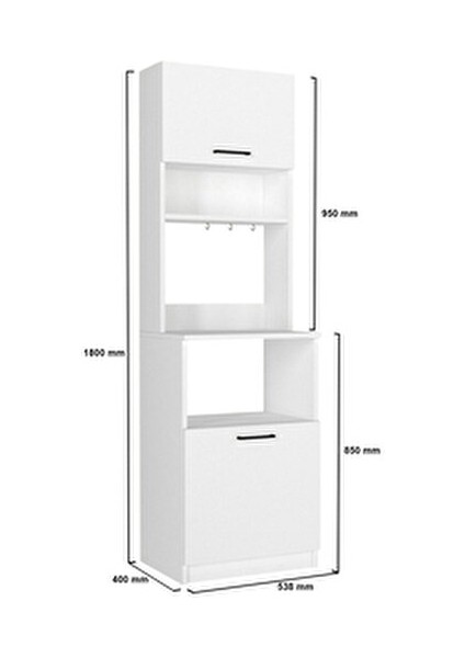 Tuco 1 Kapaklı Mutfak Dolabı Kahve Köşesi Çok Amaçlı Dolap Beyaz