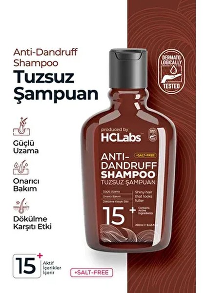 Anti Dandruff Kepek Karşıtı 15 Aktif Içerikli Tuzsuz Şampuan 250 ml