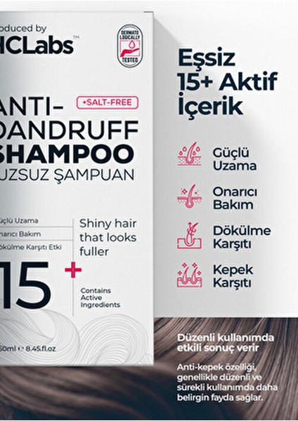 Anti Dandruff Kepek Karşıtı 15 Aktif Içerikli Tuzsuz Şampuan 250 ml indirimleri