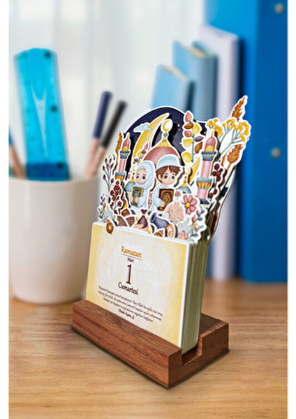 Ramazan Takvimi Ahşap Ayaklı Tasarım 30 Yapraklı Hadis-I Şerifli 300 gr Masa Takvimi fırsatları