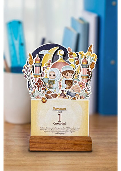 Ramazan Takvimi Ahşap Ayaklı Tasarım 30 Yapraklı Hadis-I Şerifli 300 gr Masa Takvimi indirimleri