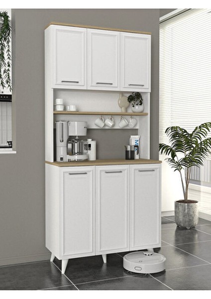 Potter 3 Kapaklı Mutfak Dolabı Kahve Köşesi Çok Amaçlı Dolap Beyaz - Rota 90 cm fiyatları