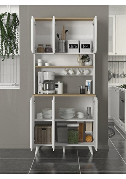 Potter 3 Kapaklı Mutfak Dolabı Kahve Köşesi Çok Amaçlı Dolap Beyaz - Rota 90 cm fırsatları