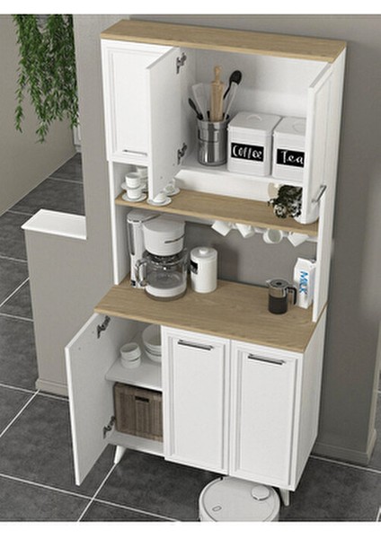 Potter 3 Kapaklı Mutfak Dolabı Kahve Köşesi Çok Amaçlı Dolap Beyaz - Rota 90 cm indirimleri