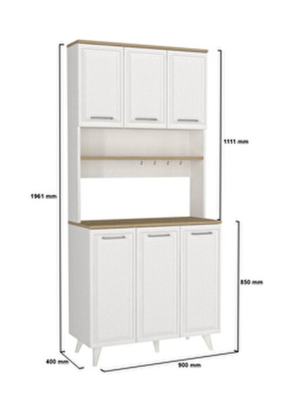 Potter 3 Kapaklı Mutfak Dolabı Kahve Köşesi Çok Amaçlı Dolap Beyaz - Rota 90 cm