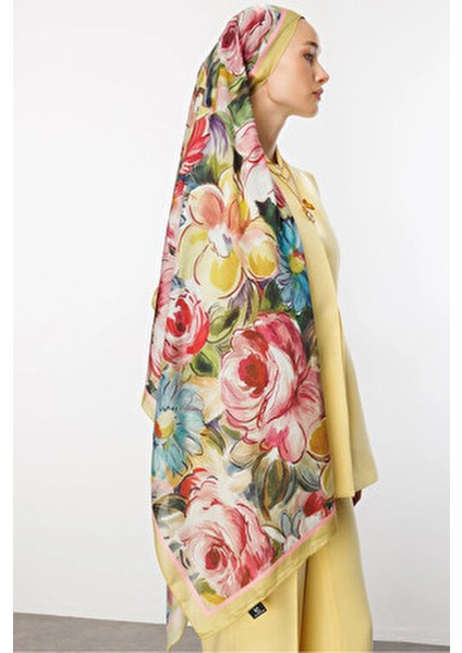 Kayısı Rossel Desen Pamuk Şal modelleri