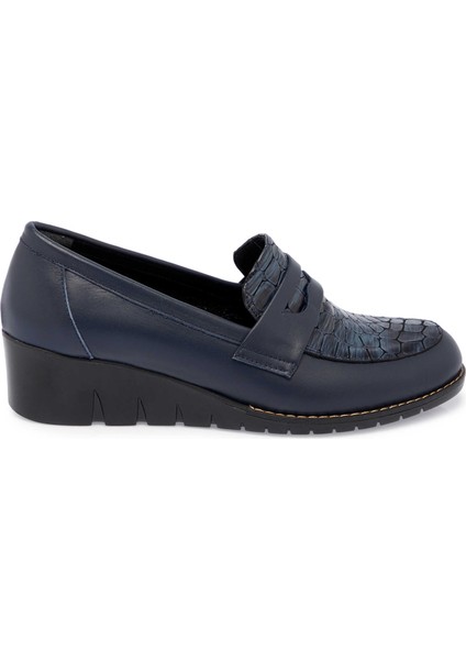 Lacivert Hakiki Deri Kadın Dolgu Topuklu Ayakkabı - K24S1AY67544-A31 modelleri