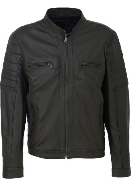 Yeşil Hakiki Deri Erkek Hakiki Deri Mont - E23BDM310545-T1M