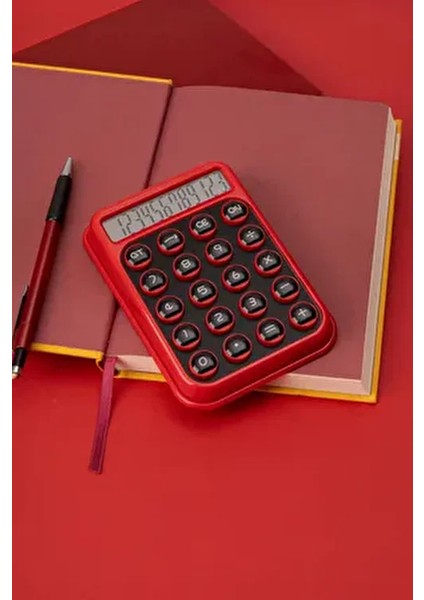 Renkli ve Işık Enerjili Hesap Makinesi - Kırmızı BL2122