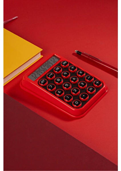 Renkli ve Işık Enerjili Hesap Makinesi - Kırmızı BL2122