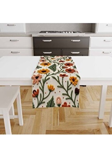 Punch Nakış Desen Dijital Baskılı Sarı Turuncu Sonbahar Temalı Runner Masa Örtüsü 45X100 cm fiyatları