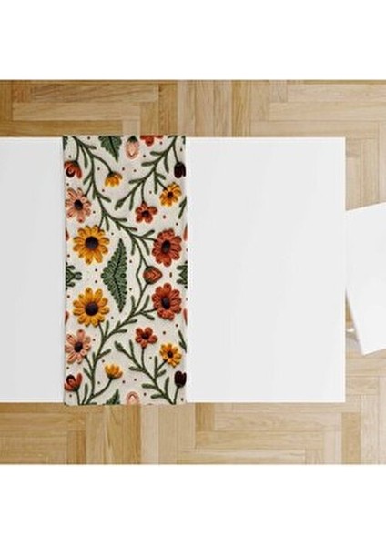 Punch Nakış Desen Dijital Baskılı Sarı Turuncu Sonbahar Temalı Runner Masa Örtüsü 45X100 cm fırsatları