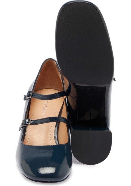 Lacivert Hakiki Deri Kadın Topuklu Ayakkabı - K24S1AY67608-C16 fırsatları