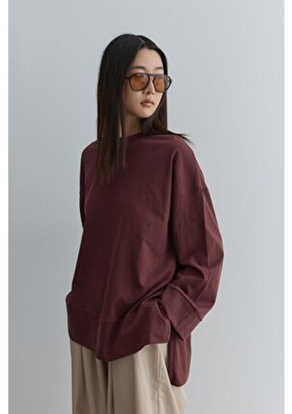 Kalın Katlamalı Sweatshirt Bordo fiyatları