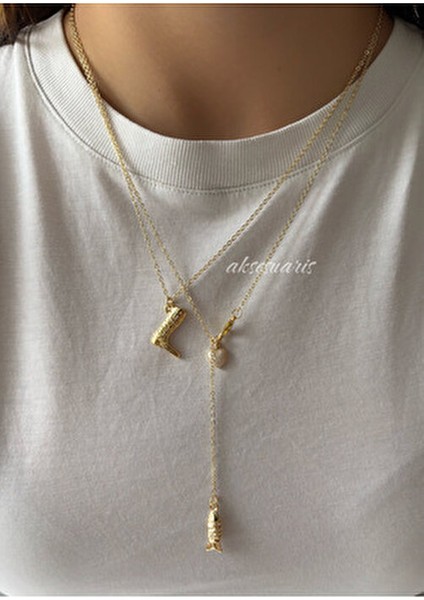 2'li Kovboy Dekolte Charm Gold Kolye Set Kadın Kullanıcılar İçin Sarı Maden Renkli Tasarım modelleri