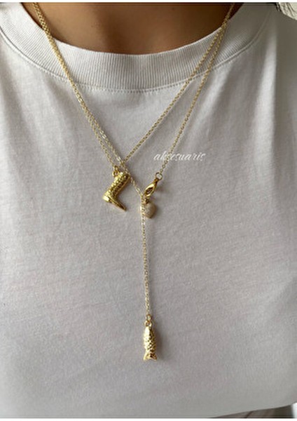 2'li Kovboy Dekolte Charm Gold Kolye Set Kadın Kullanıcılar İçin Sarı Maden Renkli Tasarım fırsatları