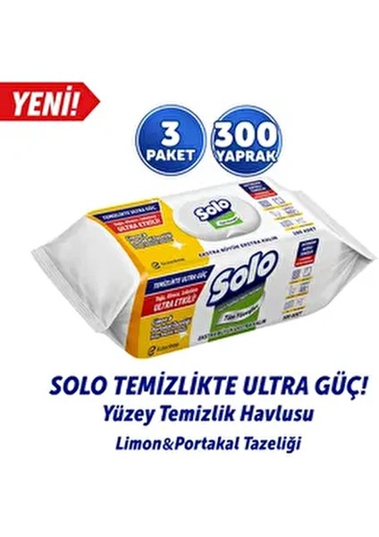 Temizlikte Ultra Güç Limon&portakal Tazeliği Yüzey Temizlik Havlusu 3'lü 300 Yaprak