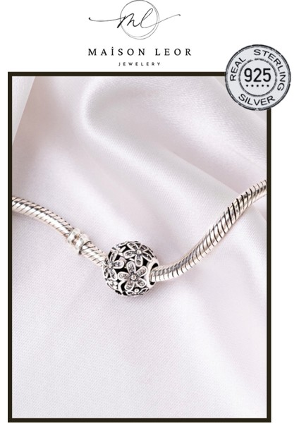 925 Ayar Gümüş Kafesli Çiçek Charm