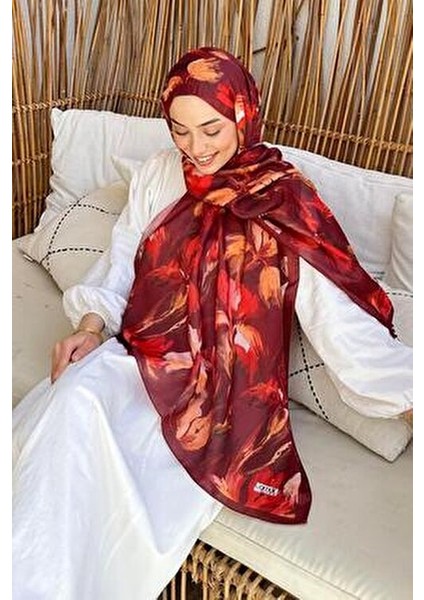 Çiçek Desen Soft Şal Bordo modelleri
