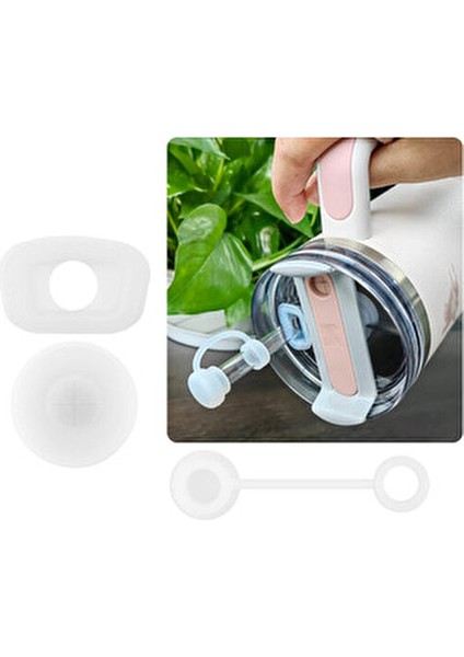 Quencher Uyumlu 3 Lü Silikon Set Sızdırmaz Tıpa, Pipet Koruyucu ve Taban Kılıfı