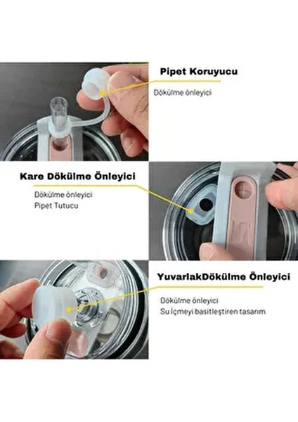 Quencher Uyumlu 3 Lü Silikon Set Sızdırmaz Tıpa, Pipet Koruyucu ve Taban Kılıfı fırsatları