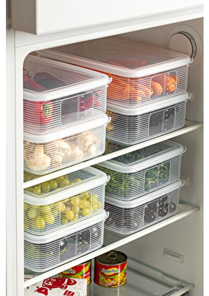 12'li Set 2,3 Lt ve 3,5 Lt Sızdırmaz Göstergeli Dikdörtgen Buzdolabı Buzluk Saklama Kabı Seti Şeffaf fiyatları