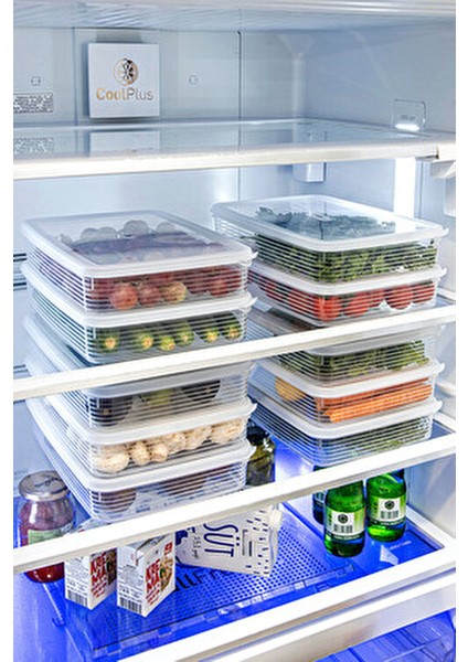 12'li Set 2,3 Lt ve 3,5 Lt Sızdırmaz Göstergeli Dikdörtgen Buzdolabı Buzluk Saklama Kabı Seti Şeffaf fırsatları