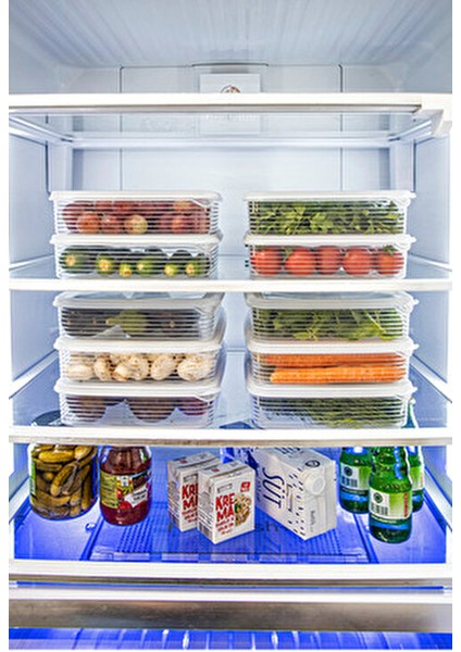 12'li Set 2,3 Lt ve 3,5 Lt Sızdırmaz Göstergeli Dikdörtgen Buzdolabı Buzluk Saklama Kabı Seti Şeffaf indirimleri