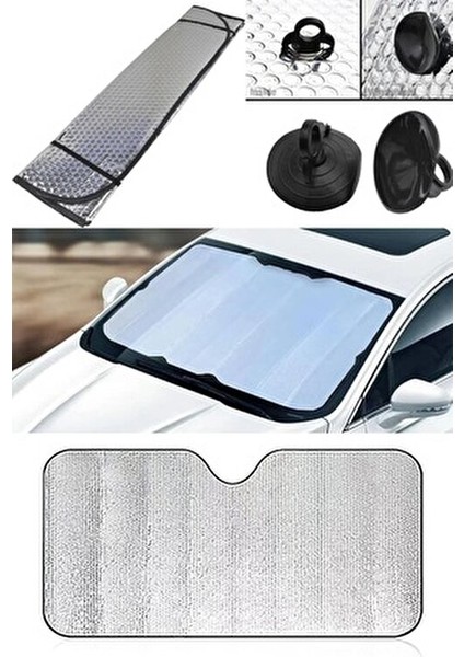 Suv ve Geniş Araba Ön Cam Güneşliği Metalize Parlak Alüminyum Baloncuklu (140 x 70 Cm) fırsatları