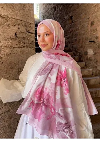 Gül Desen Pamuk Şal Pudra PS72