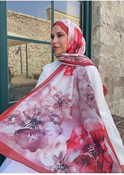 Gül Desen Pamuk Şal Bordo PS73 fiyatları
