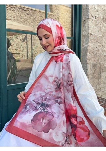 Gül Desen Pamuk Şal Bordo PS73 modelleri